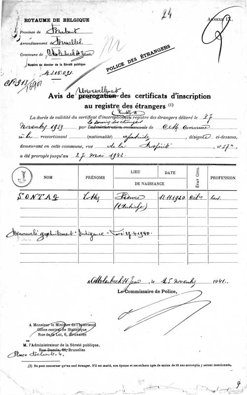 © National Archives of Belgium, Individual files from the Foreigner Police