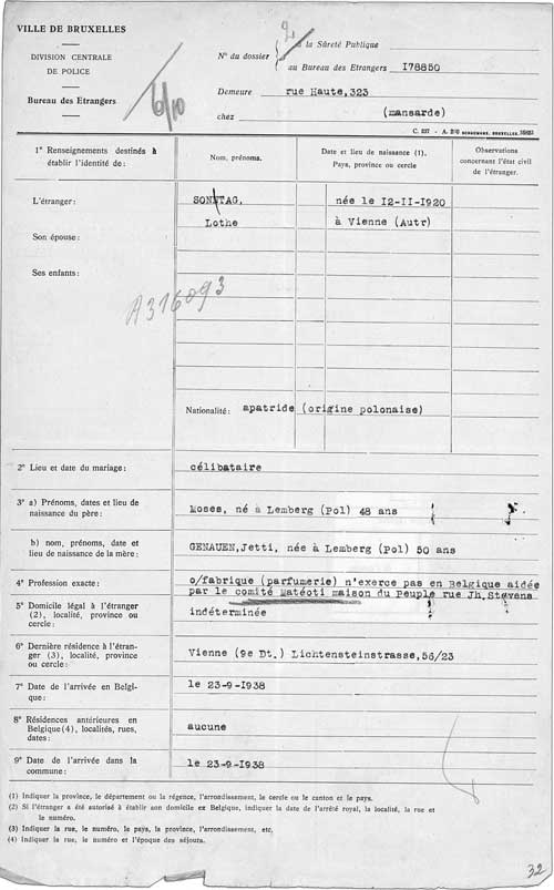 © National Archives of Belgium, Individual files from the Foreigner Police